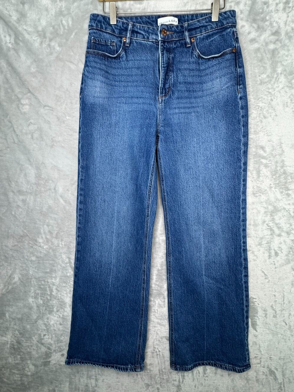 Ann Taylor LOFT Jeans The Wide Leg Womens 27 4 Medium Blue Stretch Mid Rise